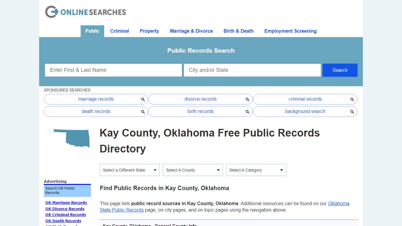 Kay County, Oklahoma Public Records Directory